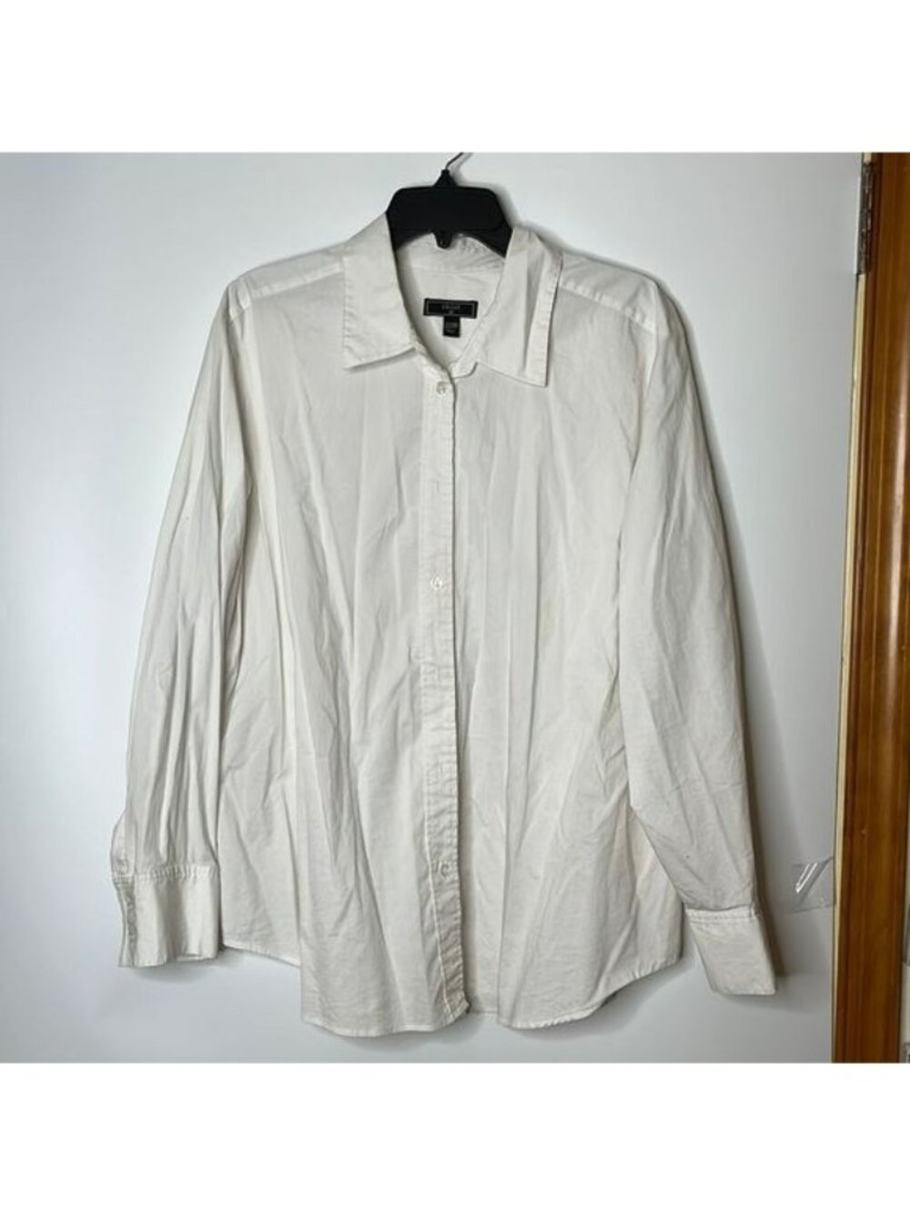 SHIRT Brand Womens White Long Sleeve Cotton Blend Button-Down Blouse PLUS 20W